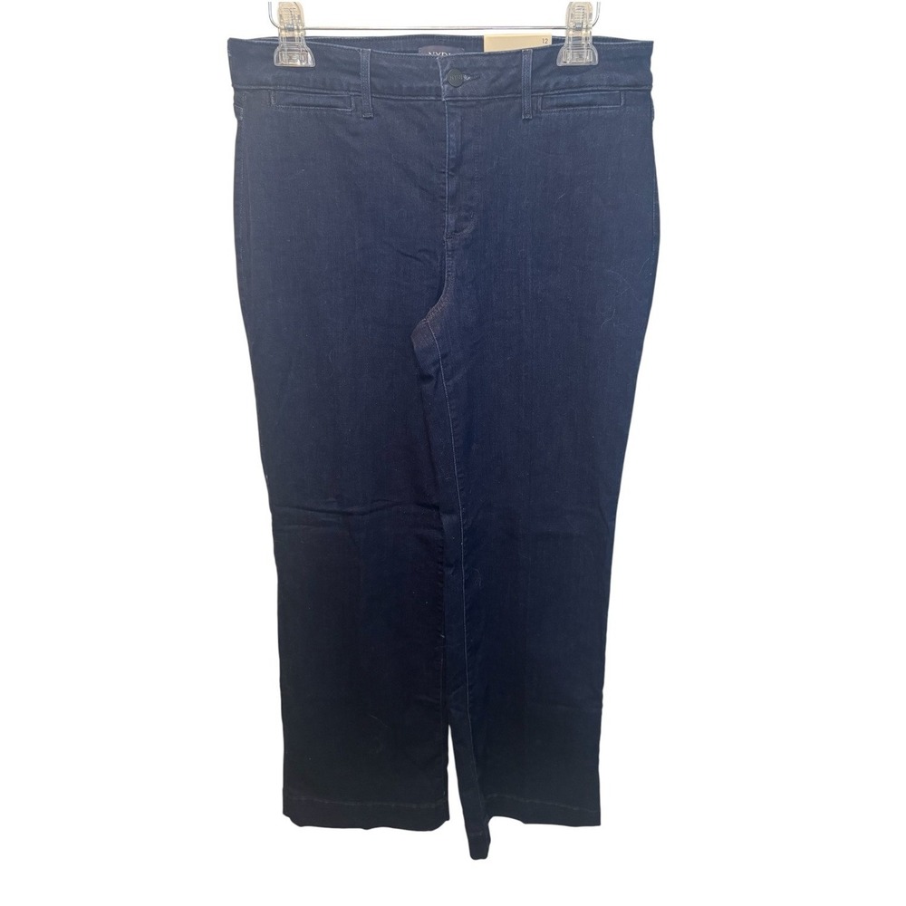 NYDJ Womens Blue Teresa Trouser Lift Tuck Wide Leg Rinse Wash Jeans 12 NEW